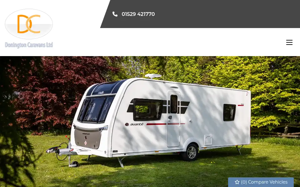 Screenshot of doningtoncaravans.co.uk