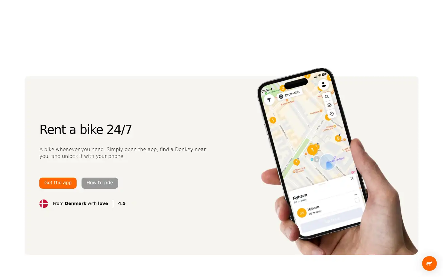 Screenshot of donkey.bike