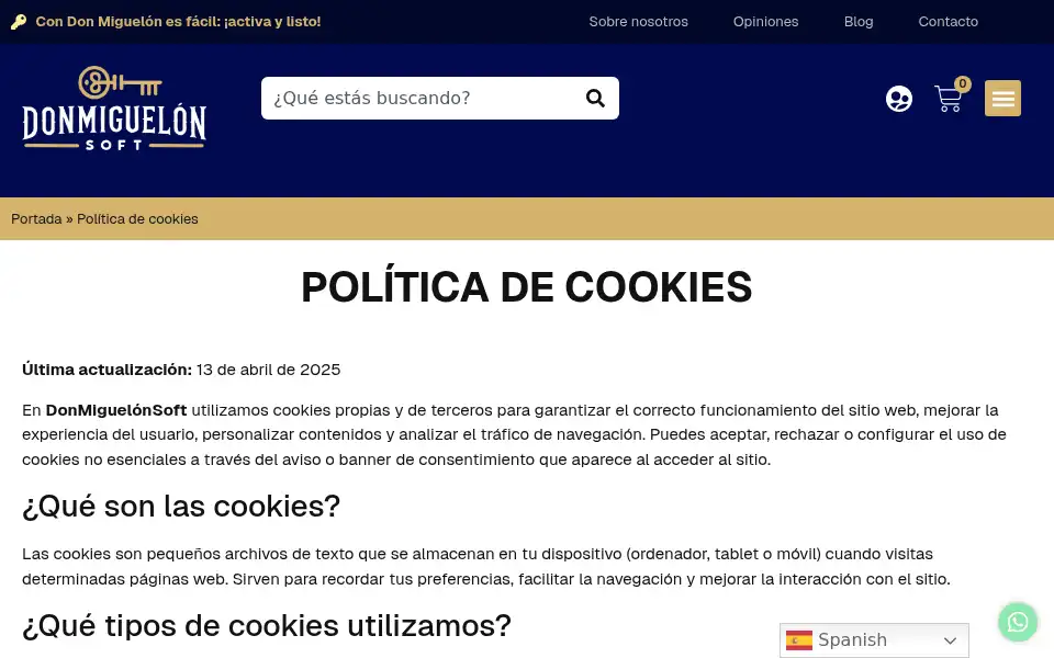 Screenshot of donmiguelonsoft.com