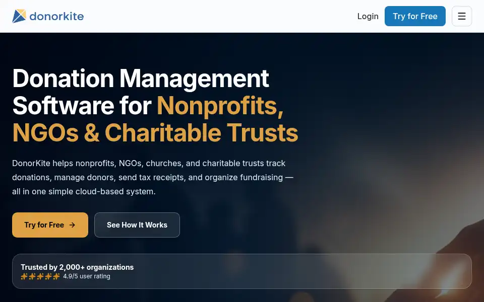 Screenshot of donorkite.com