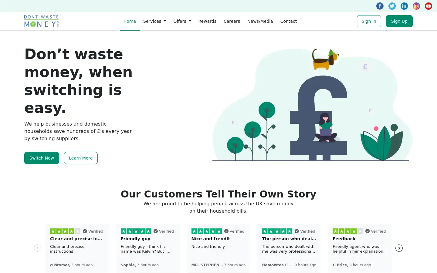 Screenshot of dontwastemoney.co.uk
