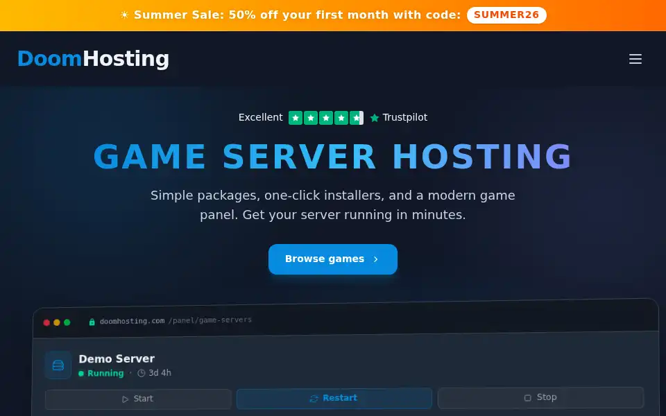 Screenshot of doomhosting.com