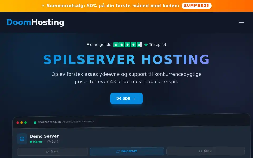 Screenshot of doomhosting.dk