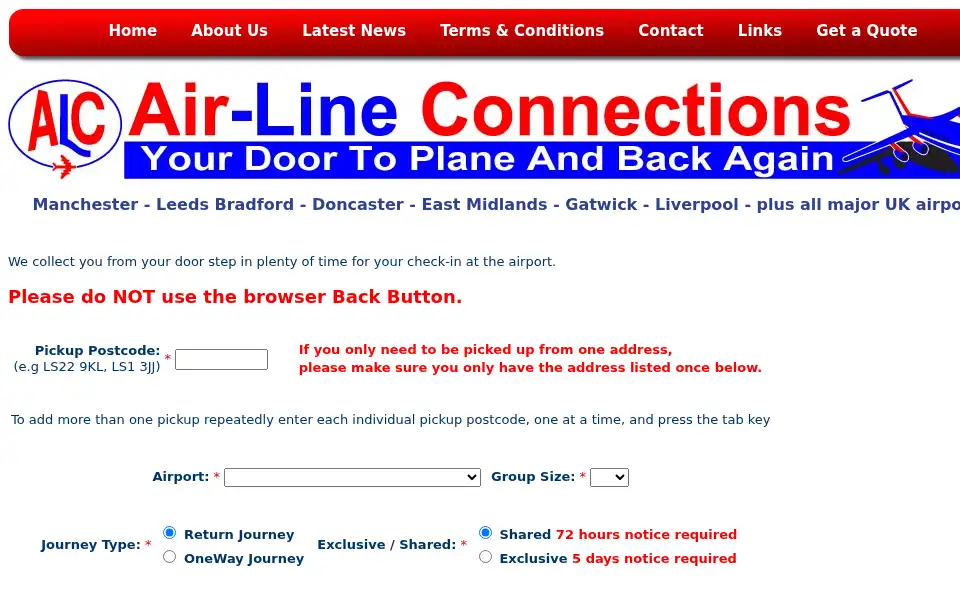 Screenshot of doortoplane.com