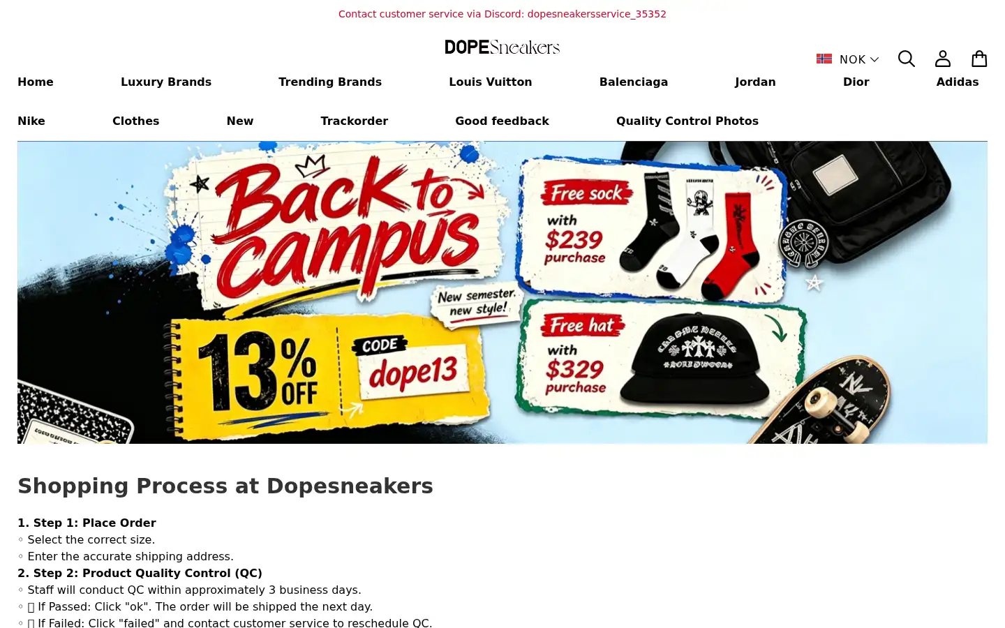 Screenshot of dopesneakers.org