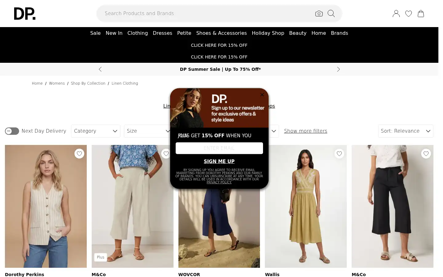 Screenshot of dorothyperkins.com