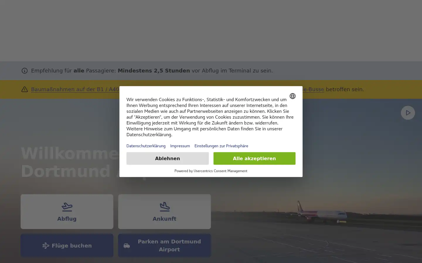 Screenshot of dortmund-airport.de