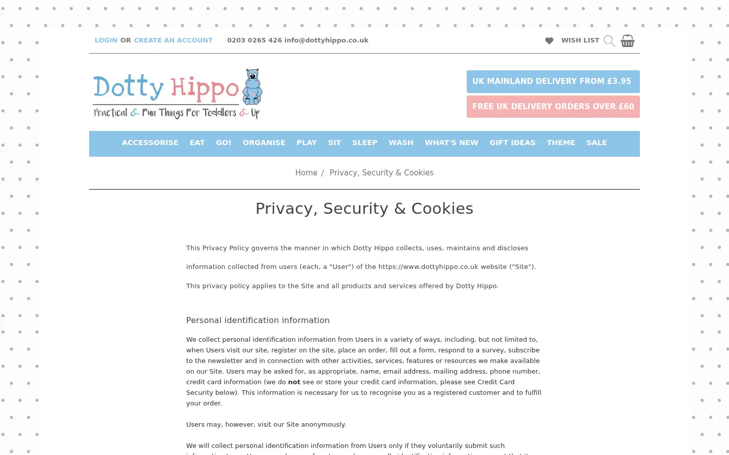 Screenshot of dottyhippo.co.uk