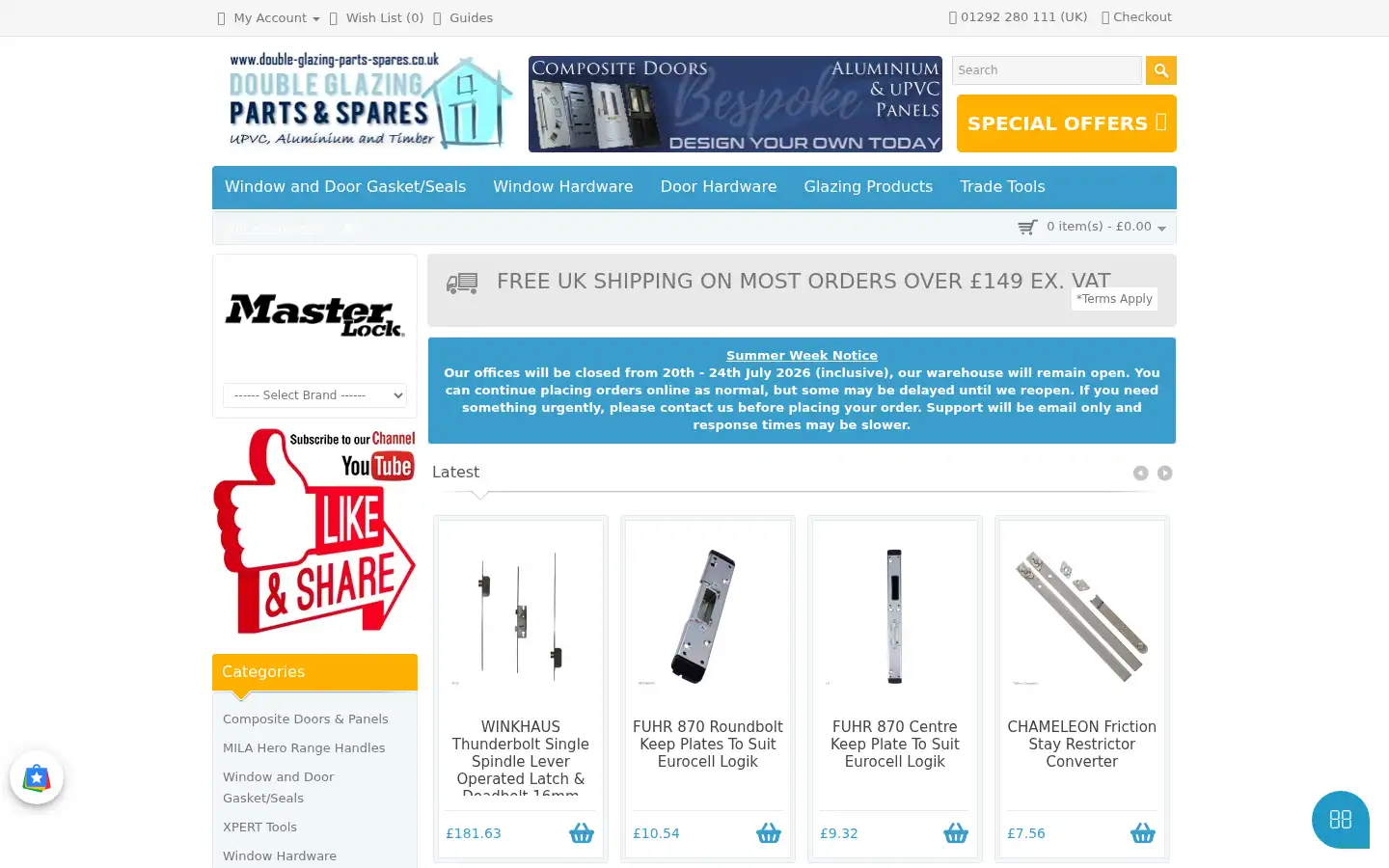 Screenshot of double-glazing-parts-spares.co.uk
