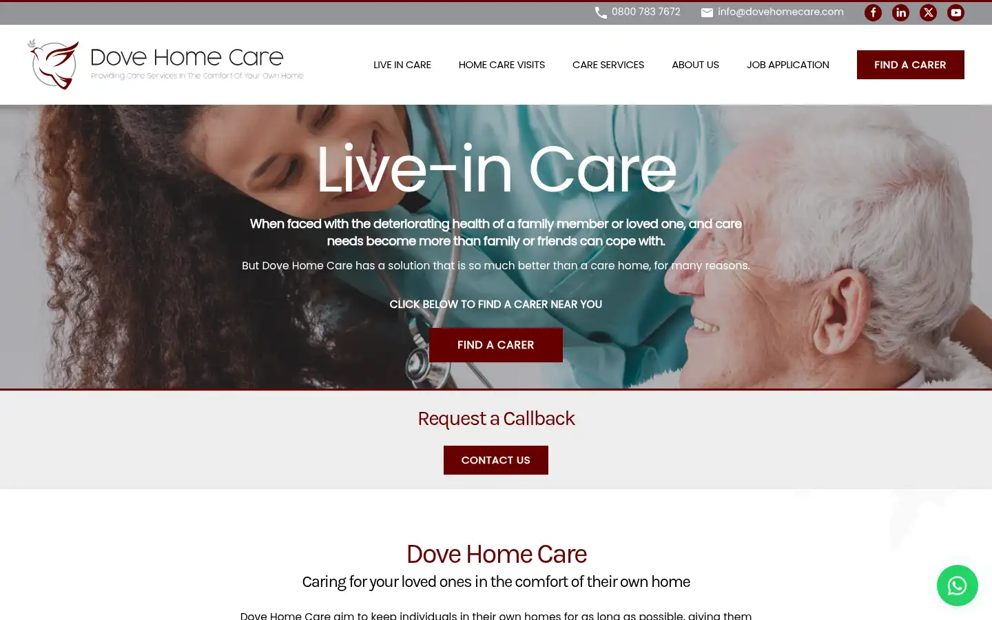 Screenshot of dovehomecare.com
