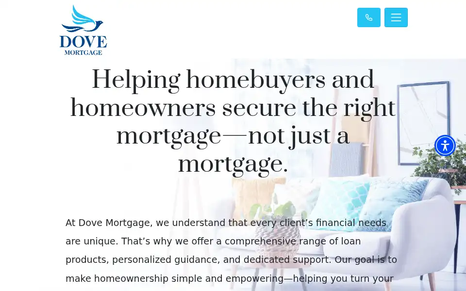 Screenshot of dovemortgage.com