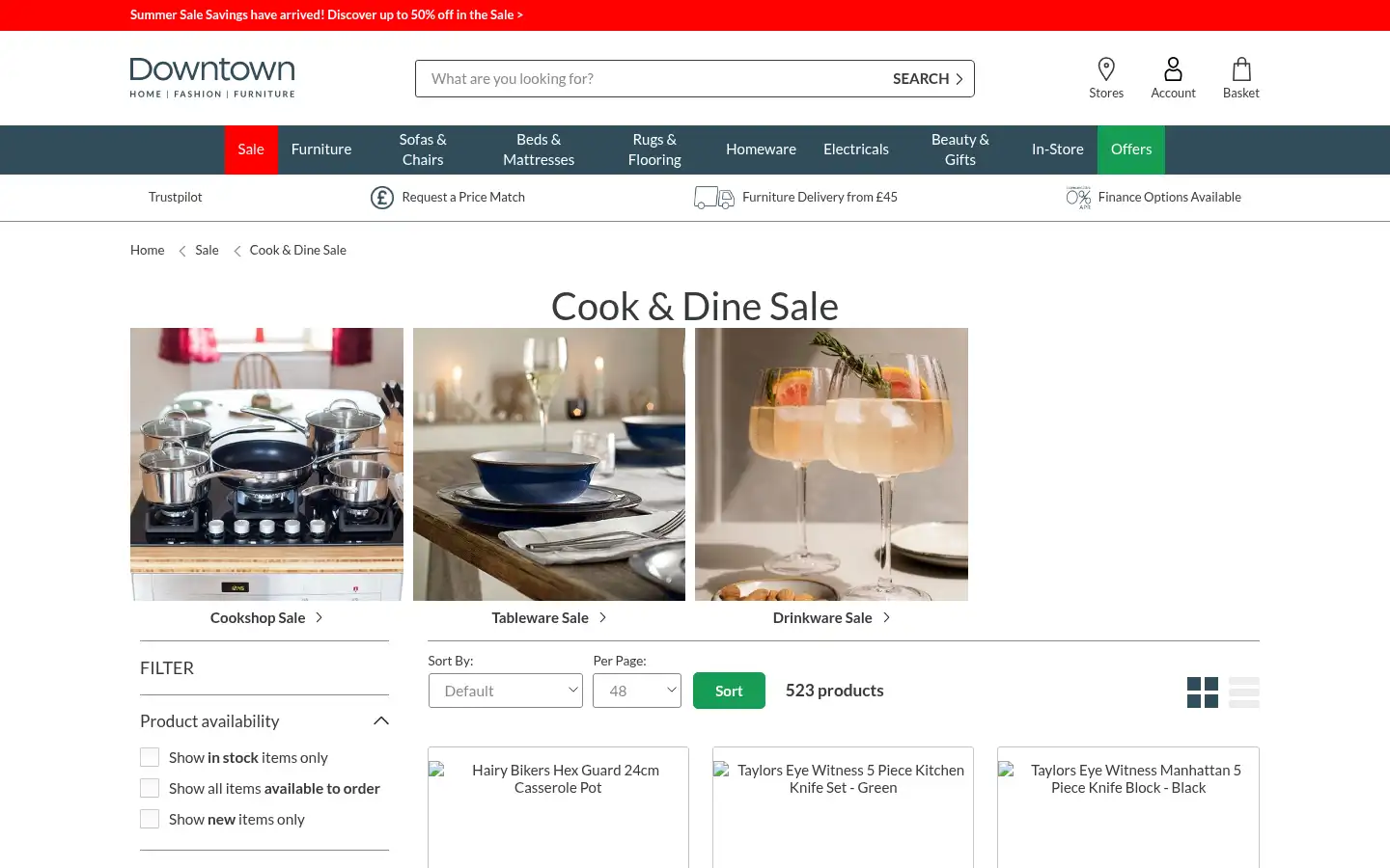 Screenshot of downtownstores.co.uk