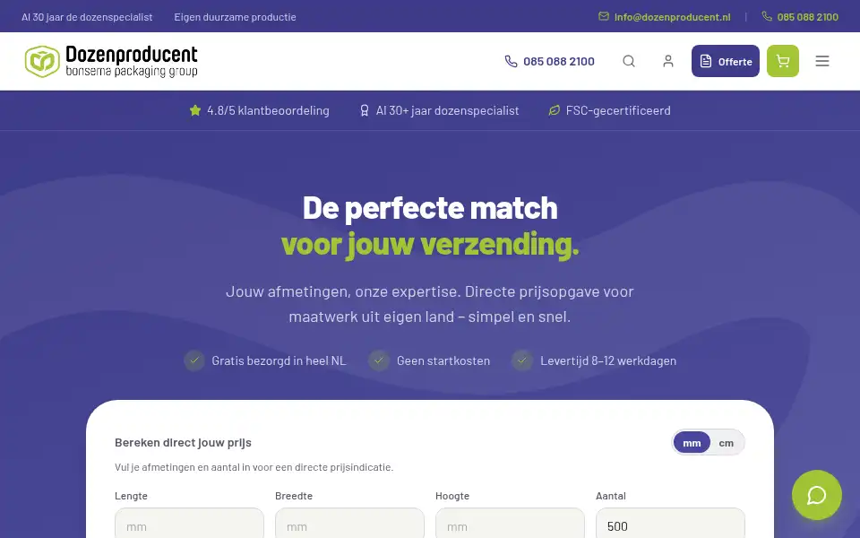 Screenshot of dozenproducent.nl