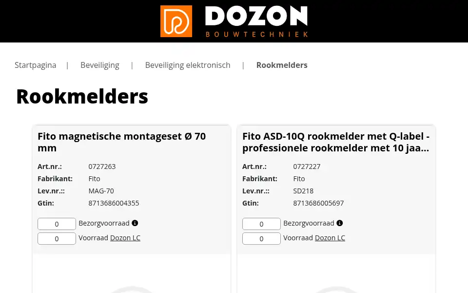 Screenshot of dozon.nl