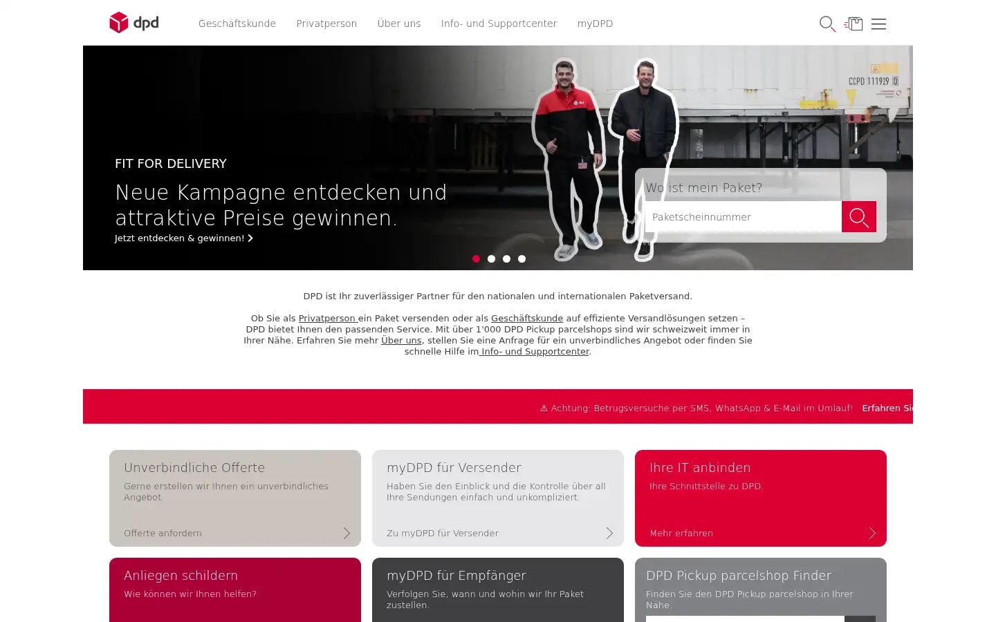 Screenshot of dpd.ch