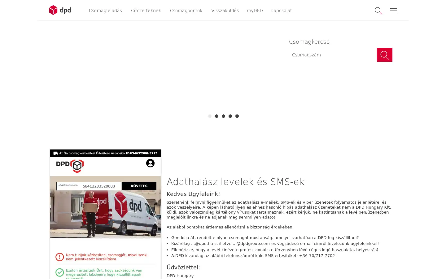 Screenshot of dpd.hu