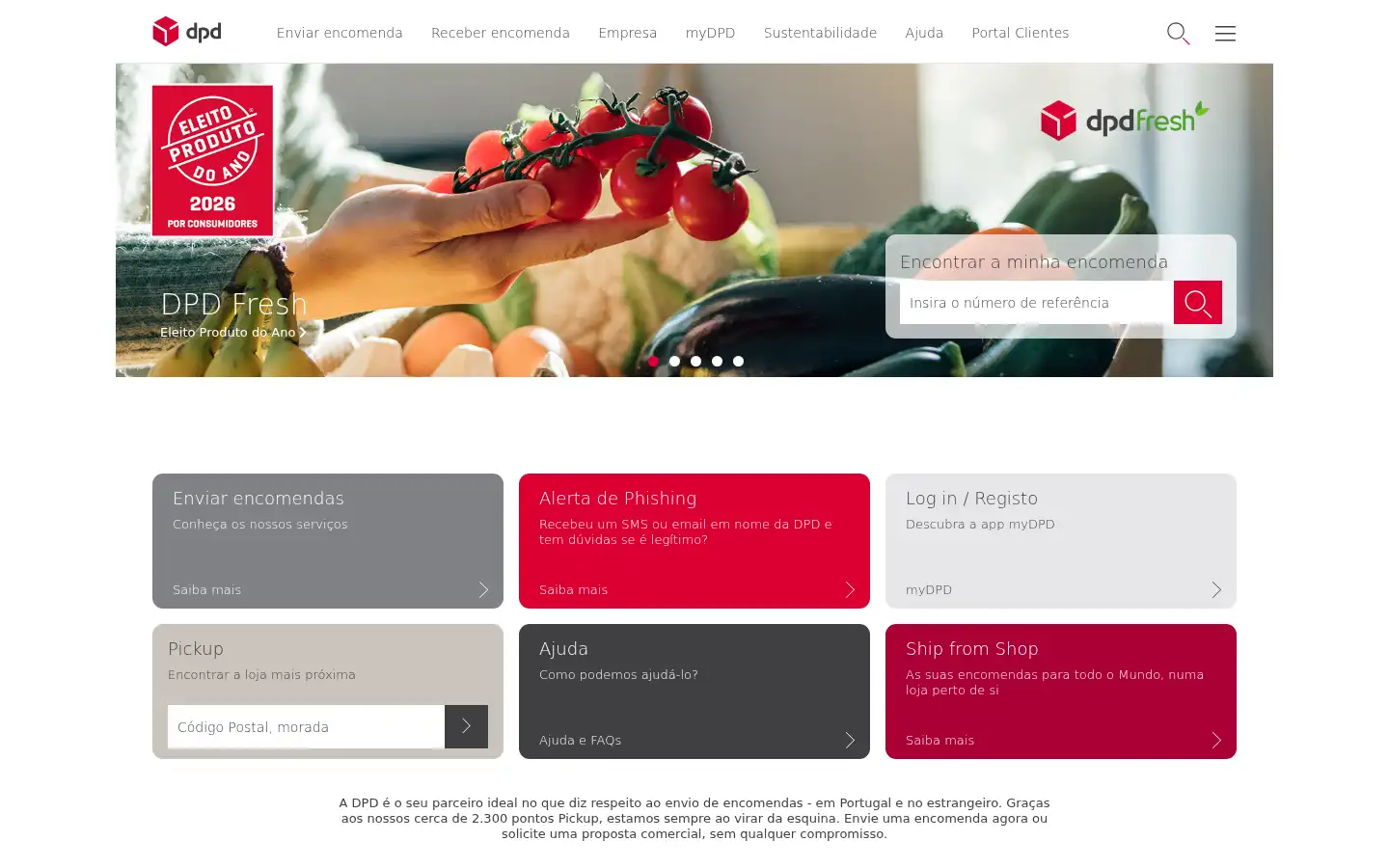 Screenshot of dpd.pt