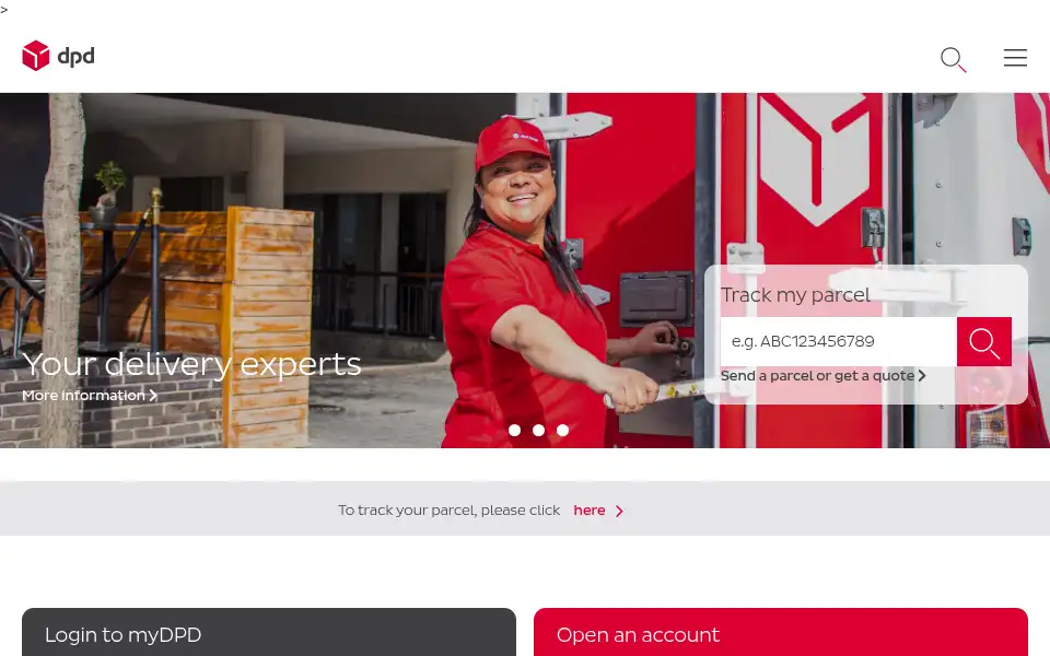 Screenshot of dpdlaser.co.za