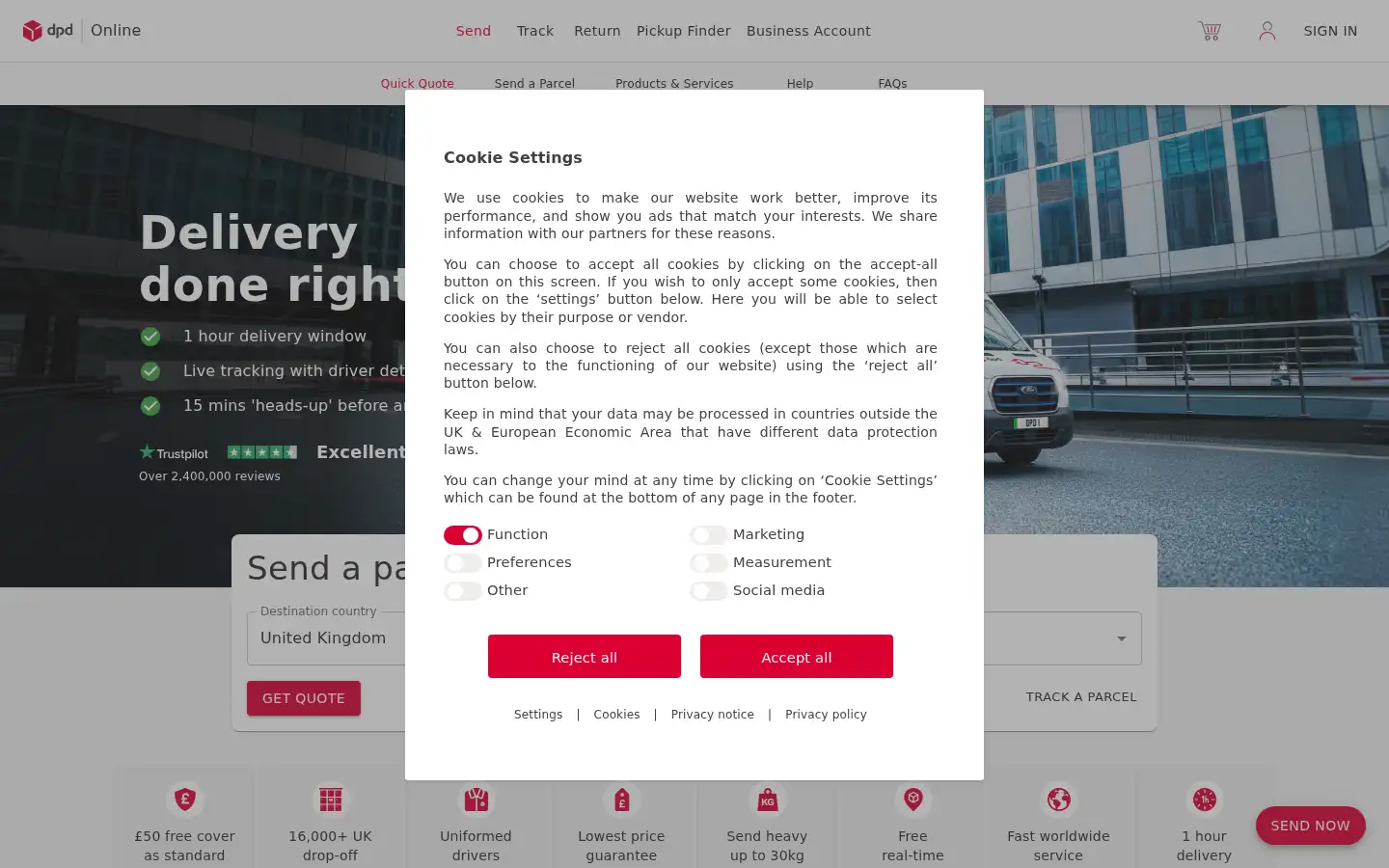 Screenshot of dpdlocal-online.co.uk
