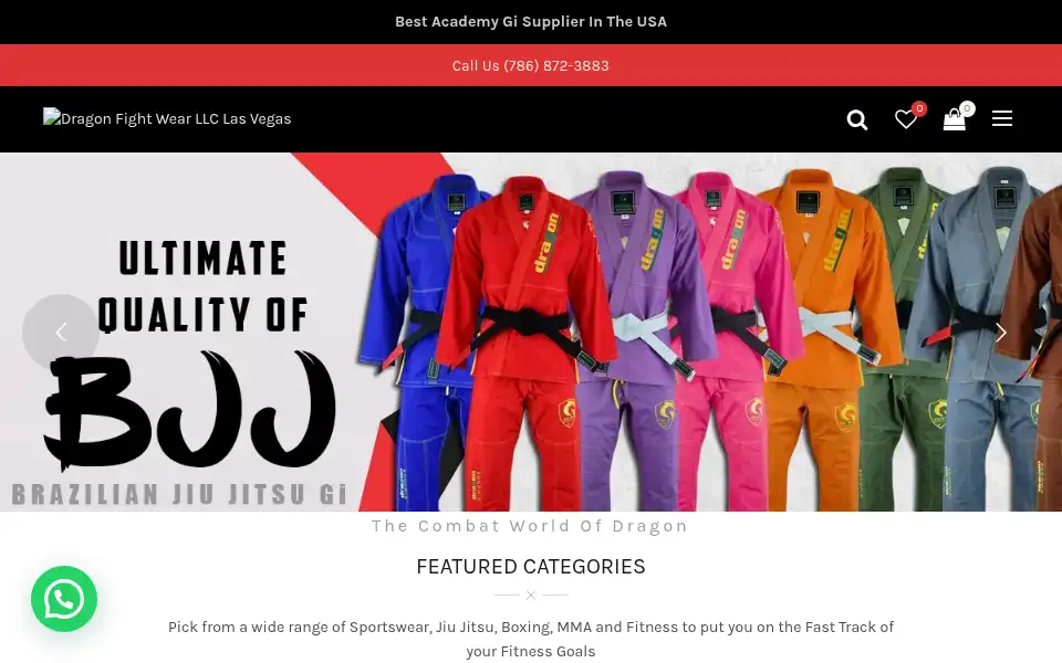 Screenshot of dragonfightwears.com