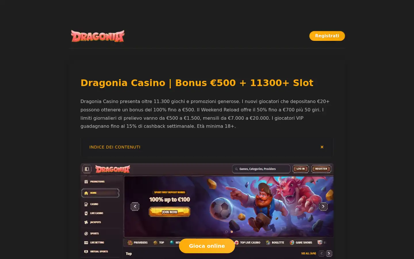 Screenshot of dragoniacasino.it.com
