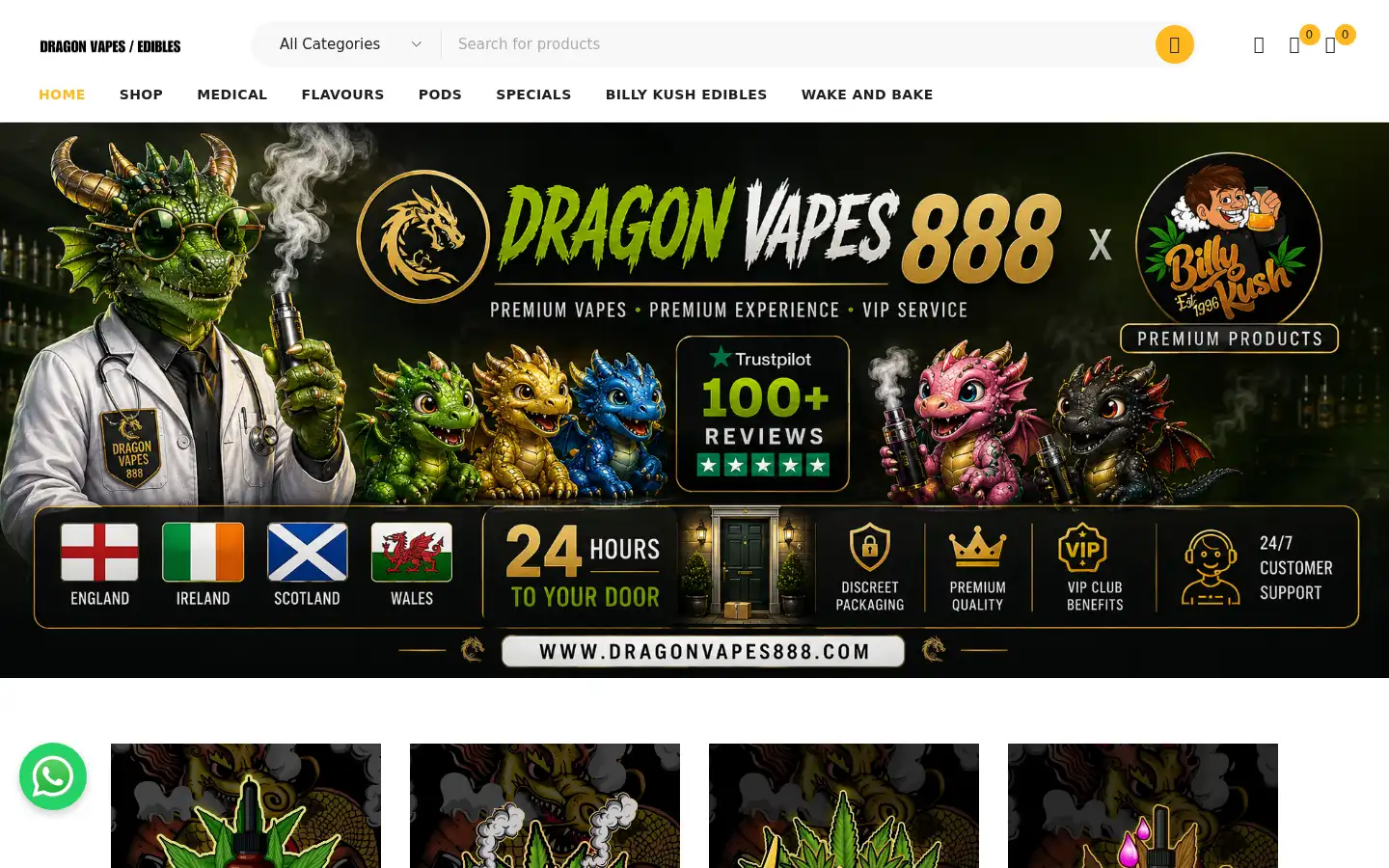 Screenshot of dragonvapes888.com
