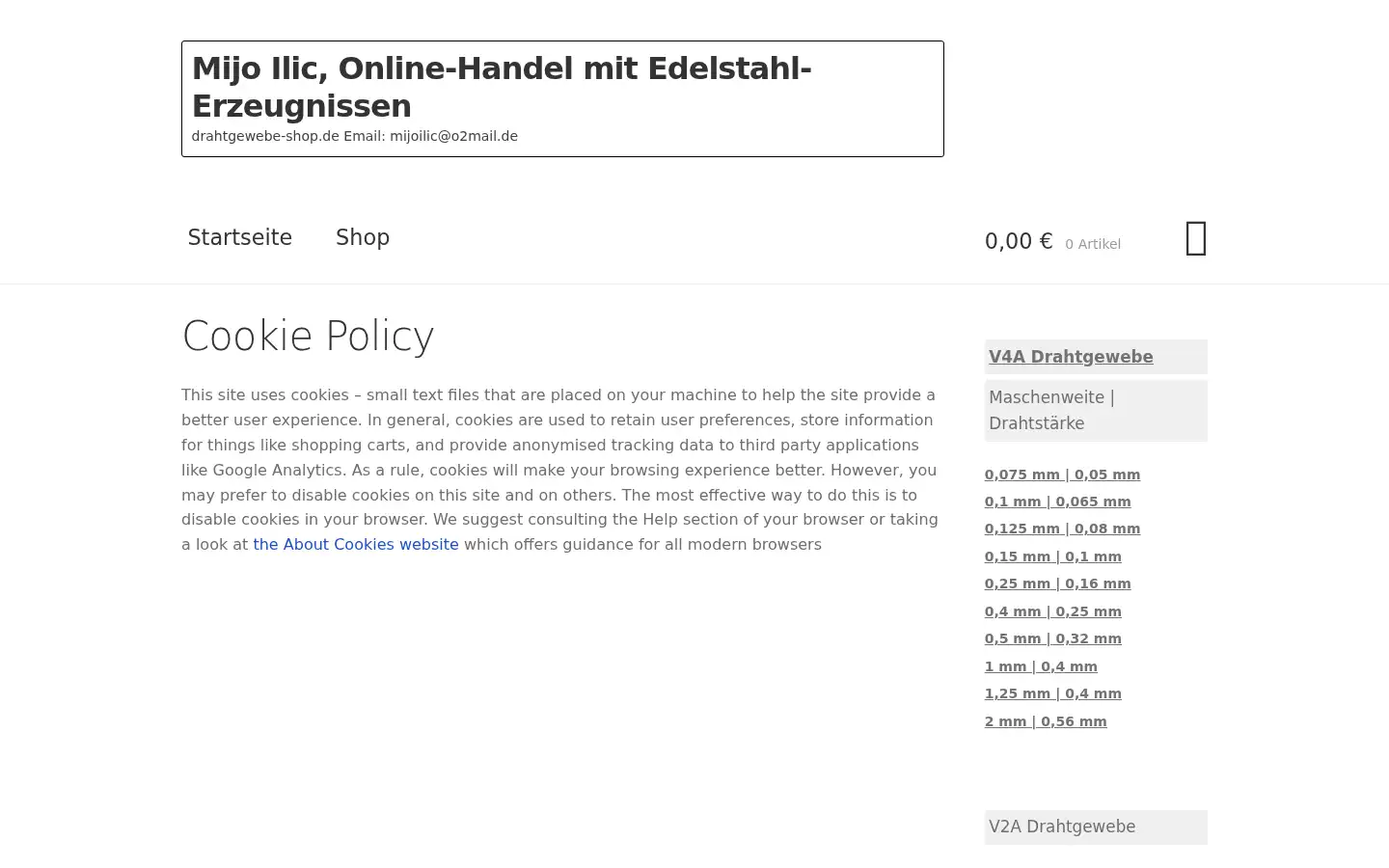 Screenshot of drahtgewebe-shop.de