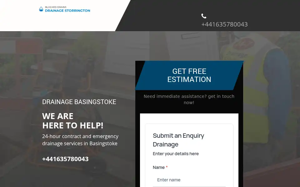 Screenshot of drainage-unblocked-drains.co.uk