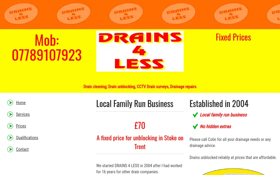 Screenshot of drains4less.co.uk