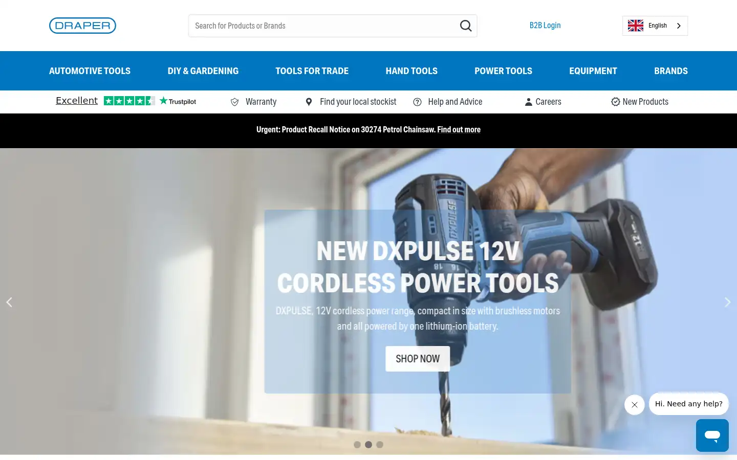 Screenshot of drapertools.com