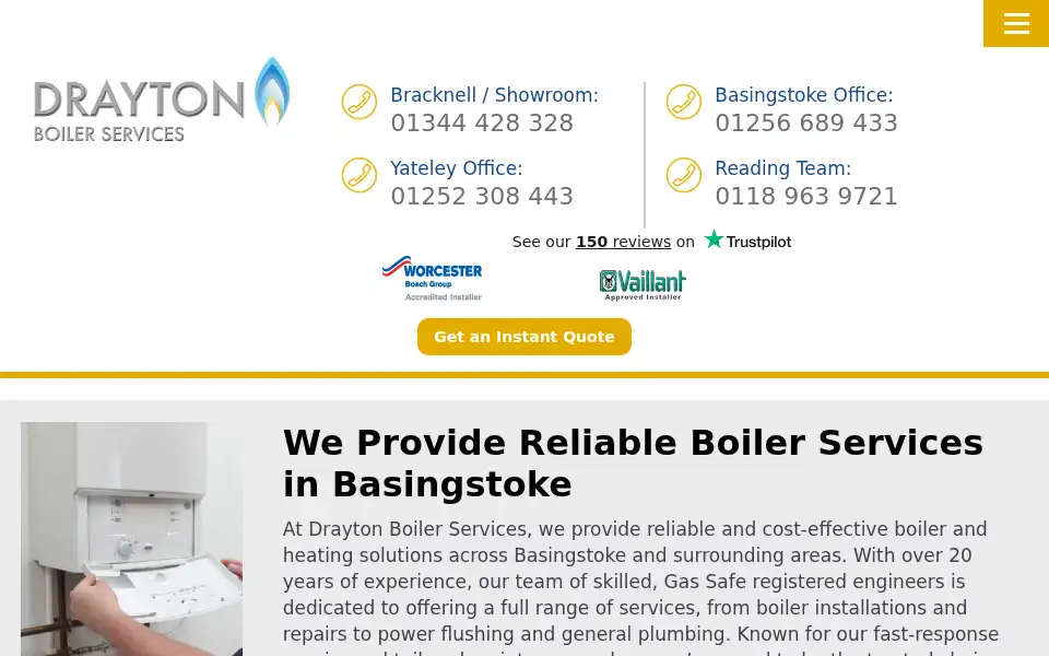 Screenshot of draytonboilerservices.co.uk