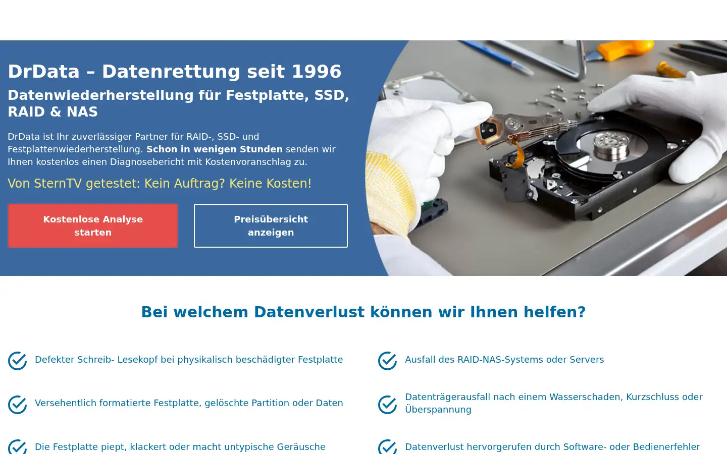 Screenshot of drdata.de