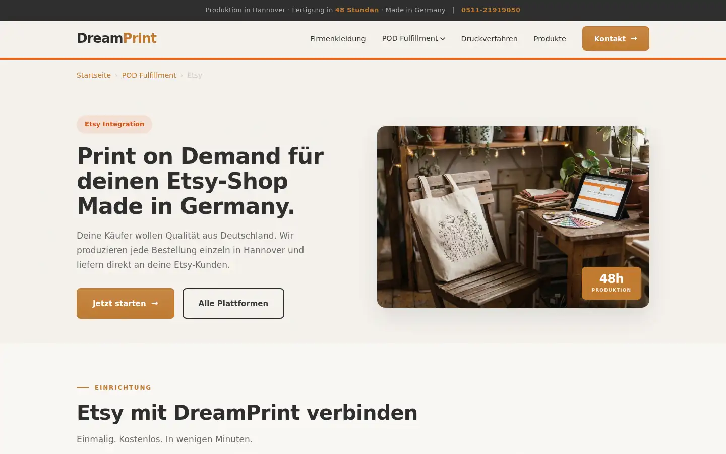 Screenshot of dream-print.de