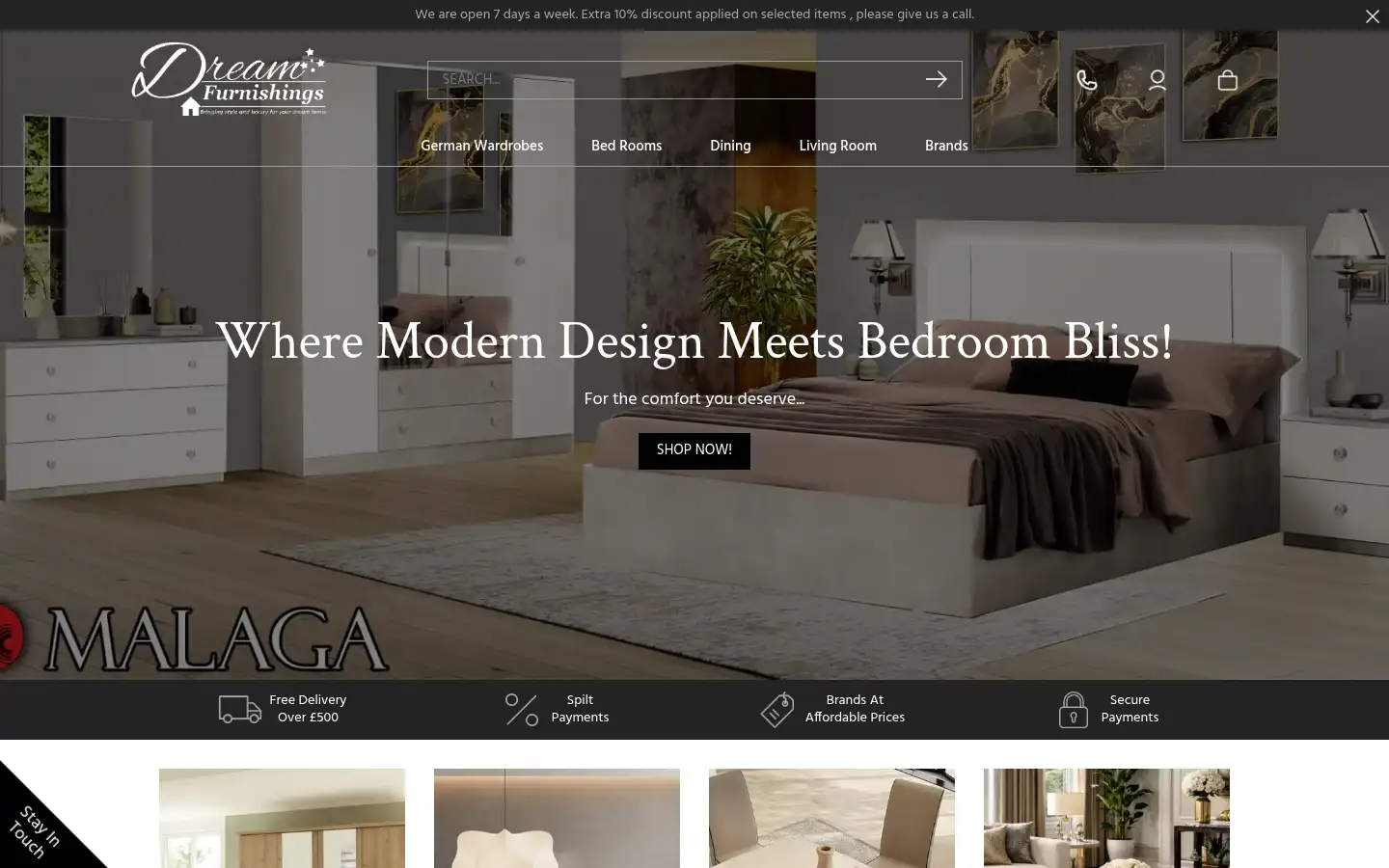 Screenshot of dreamfurnishings.co.uk
