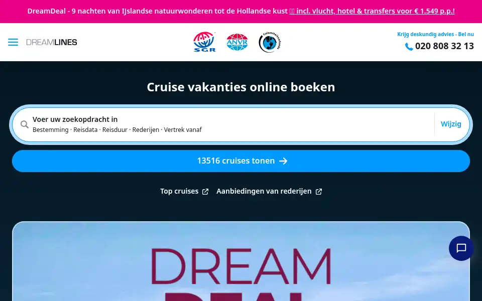 Screenshot of dreamlines.nl