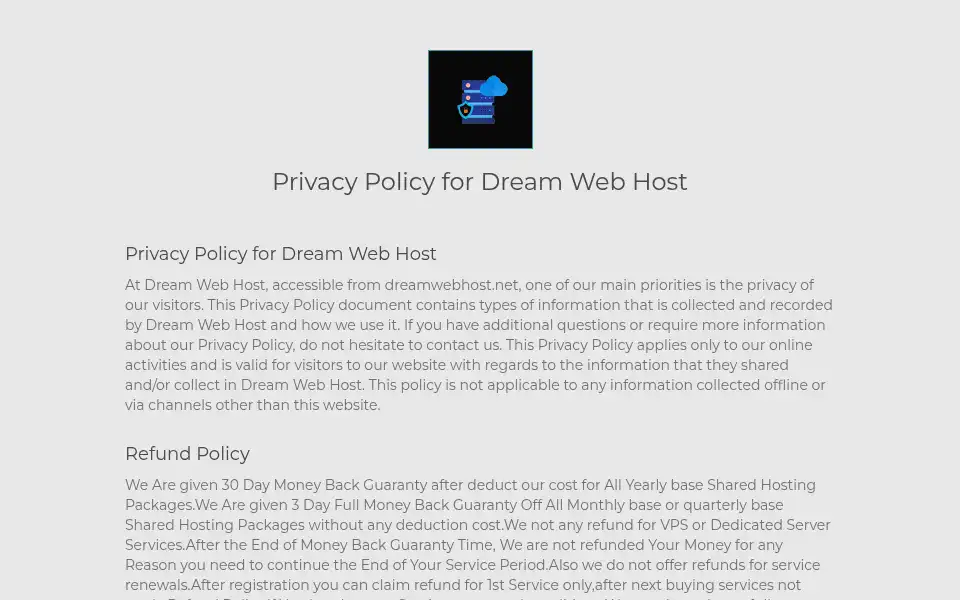 Screenshot of dreamwebhost.net