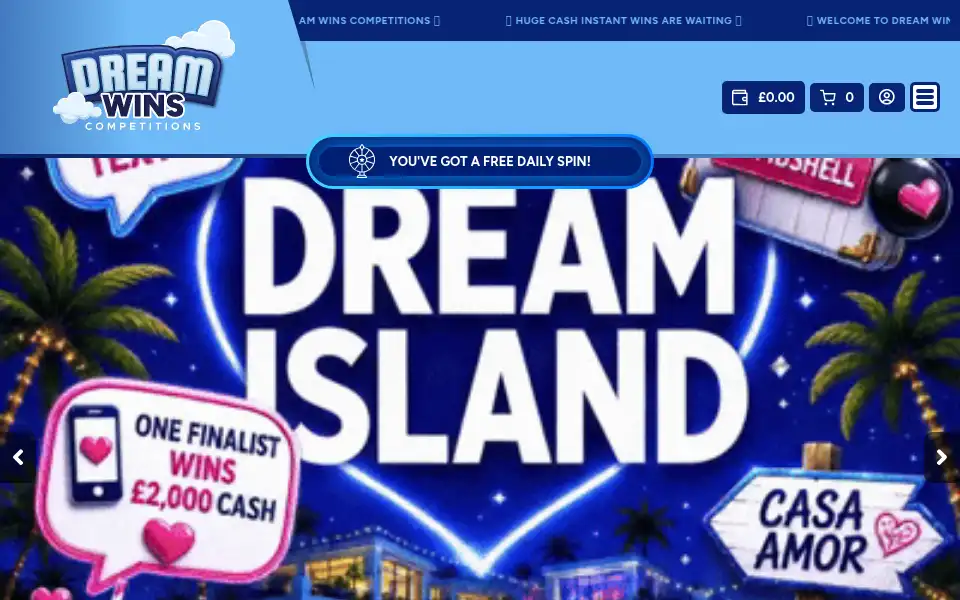 Screenshot of dreamwinscompetitions.co.uk