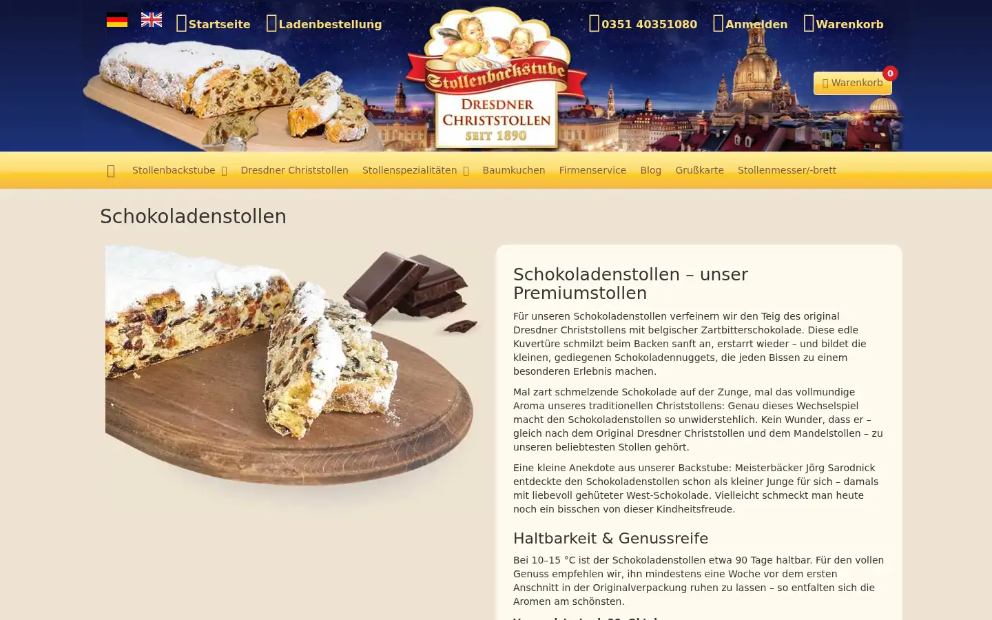 Screenshot of dresdner-christstollen-shop.de