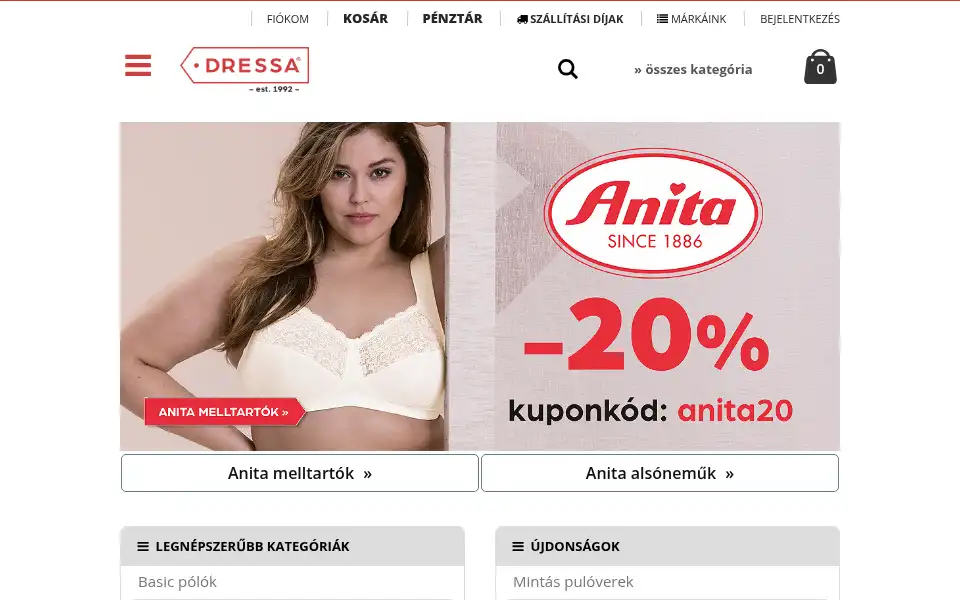 Screenshot of dressa.hu