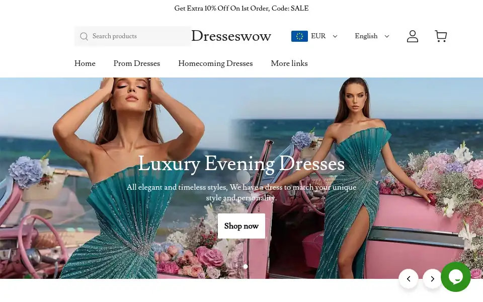 Screenshot of dresseswow.com