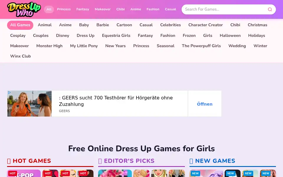 Screenshot of dressupwho.com