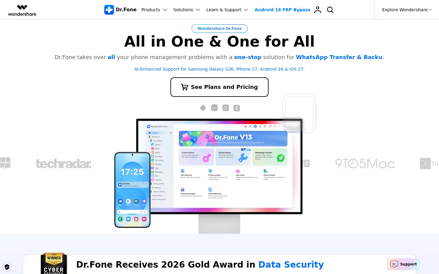 Screenshot of drfone.wondershare.com