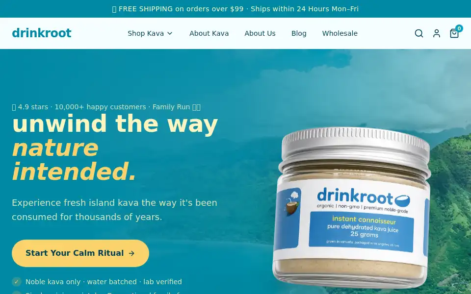 Screenshot of drinkroot.com