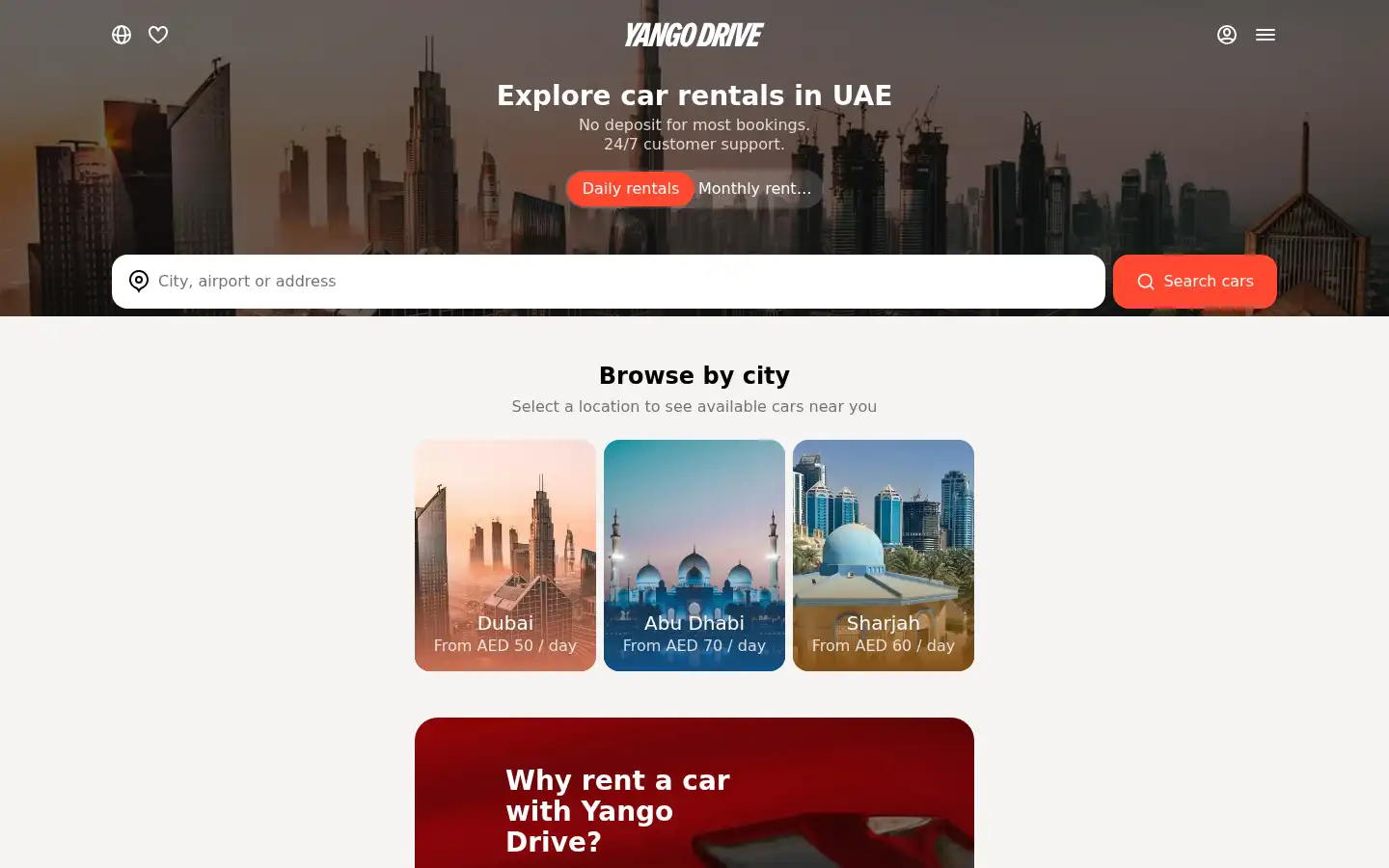 Screenshot of drive.yango.com