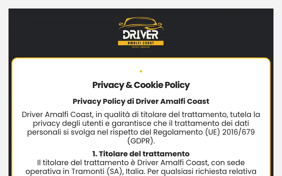 Screenshot of driveramalficoast.com