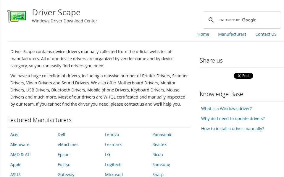 Screenshot of driverscape.com