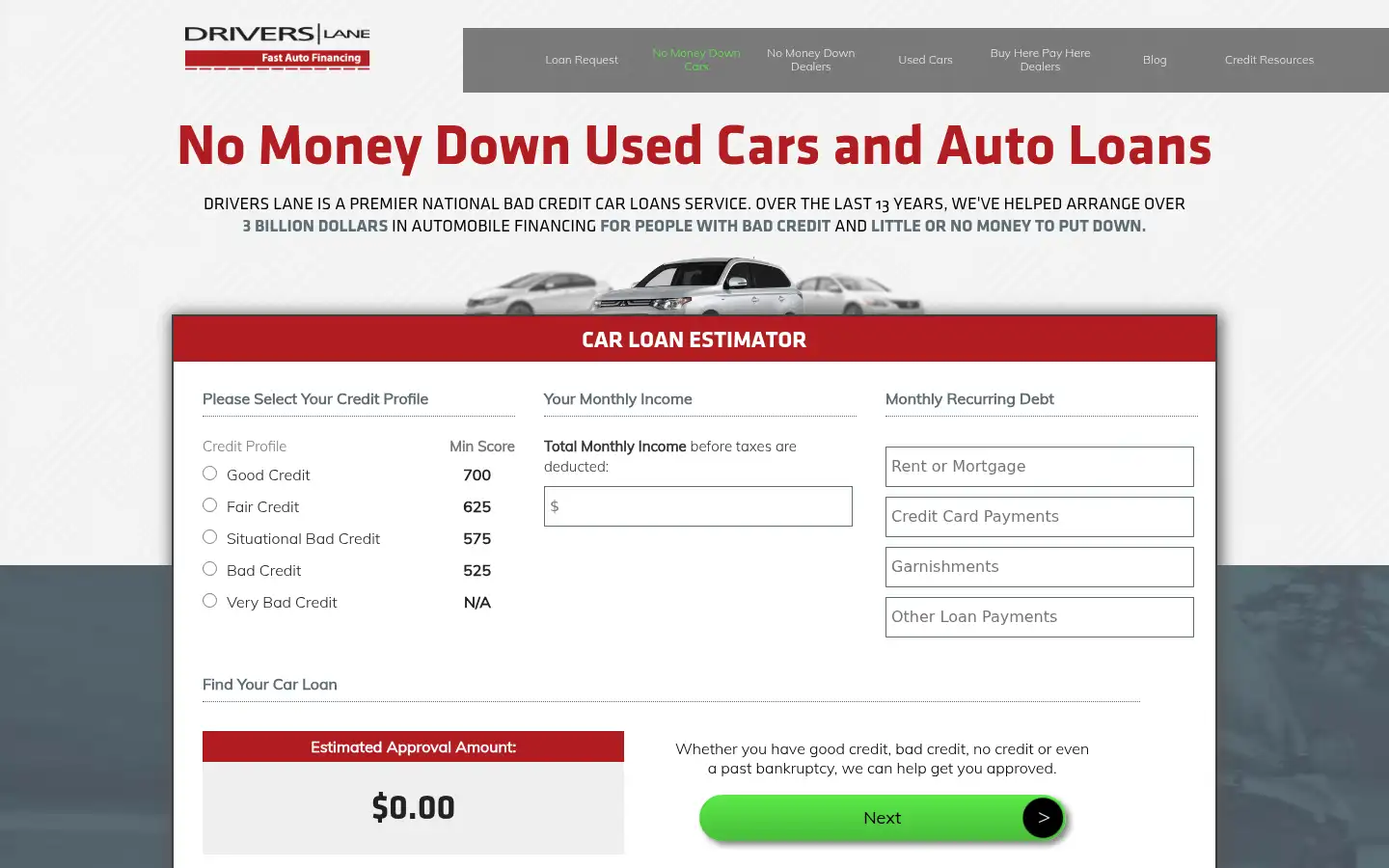Screenshot of driverslane.com