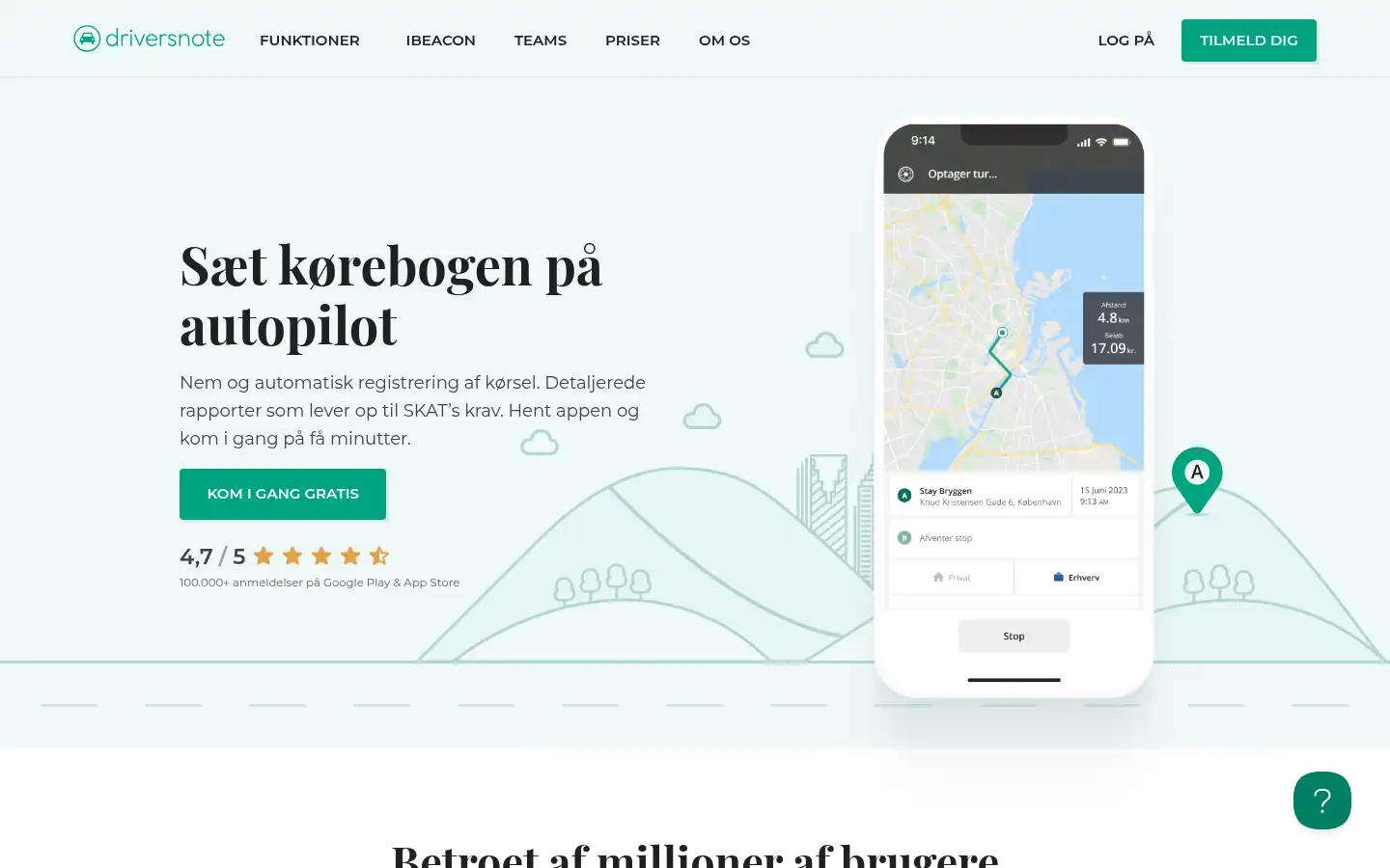 Screenshot of driversnote.dk
