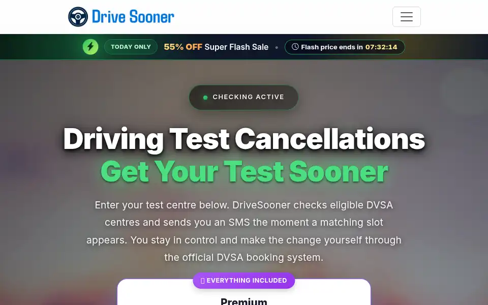 Screenshot of drivesooner.co.uk