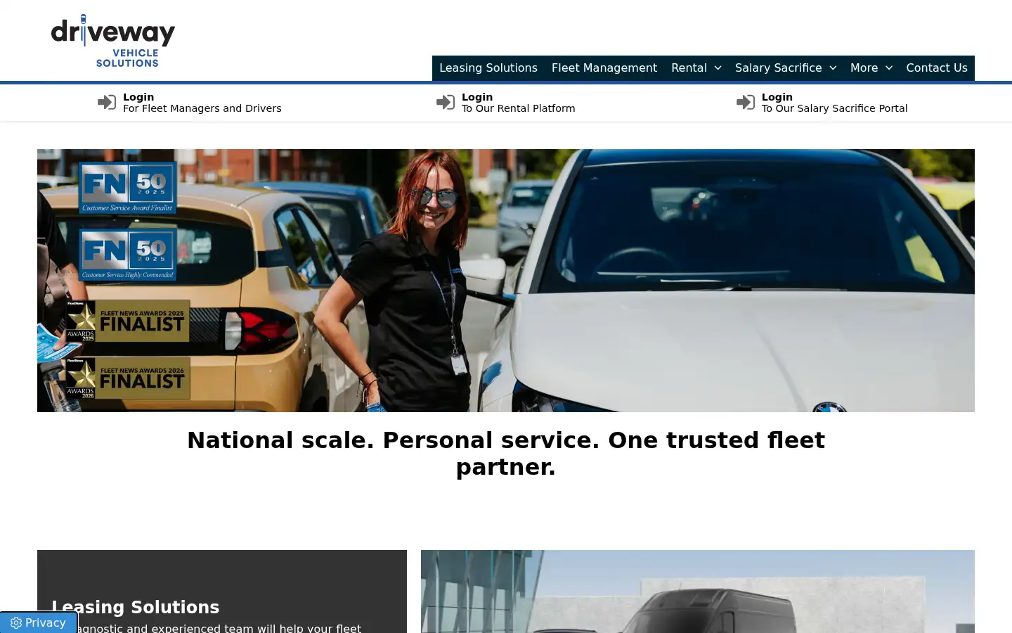 Screenshot of drivewayvehiclesolutions.co.uk